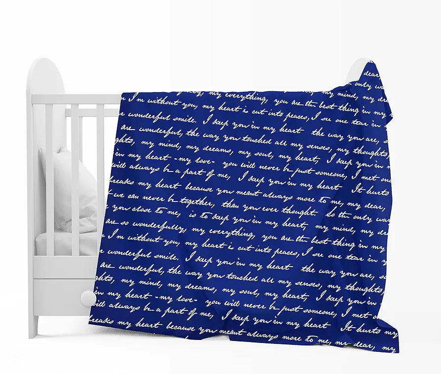 Divine Casa 120 GSM Microfiber Single Kids Dohar Soft & Lightweight Throw Blanket Typography Pattern Colour Blue Depth