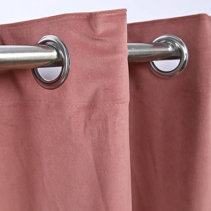 Divine Casa Velvet Blackout Window Curtain 5 Feet Premium Room Darkening Noise Reducing & Thermal Insulated Single Panel Colour Falmingo (Pack of 1)