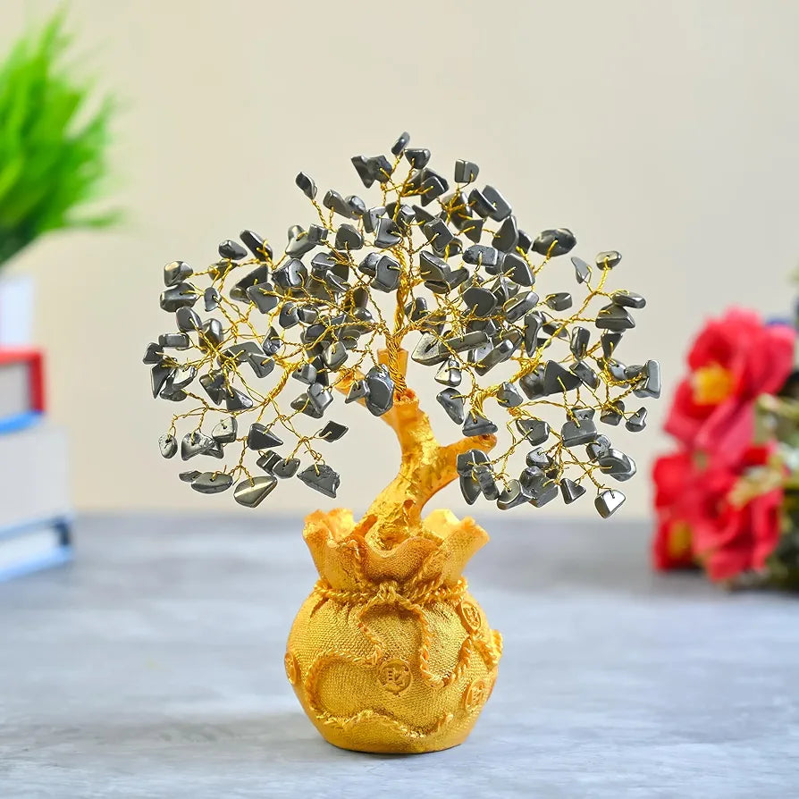 Zaicus Pyrite Crystal Tree for Wealth & Prosperity Feng Shui Money Tree with Golden Pot