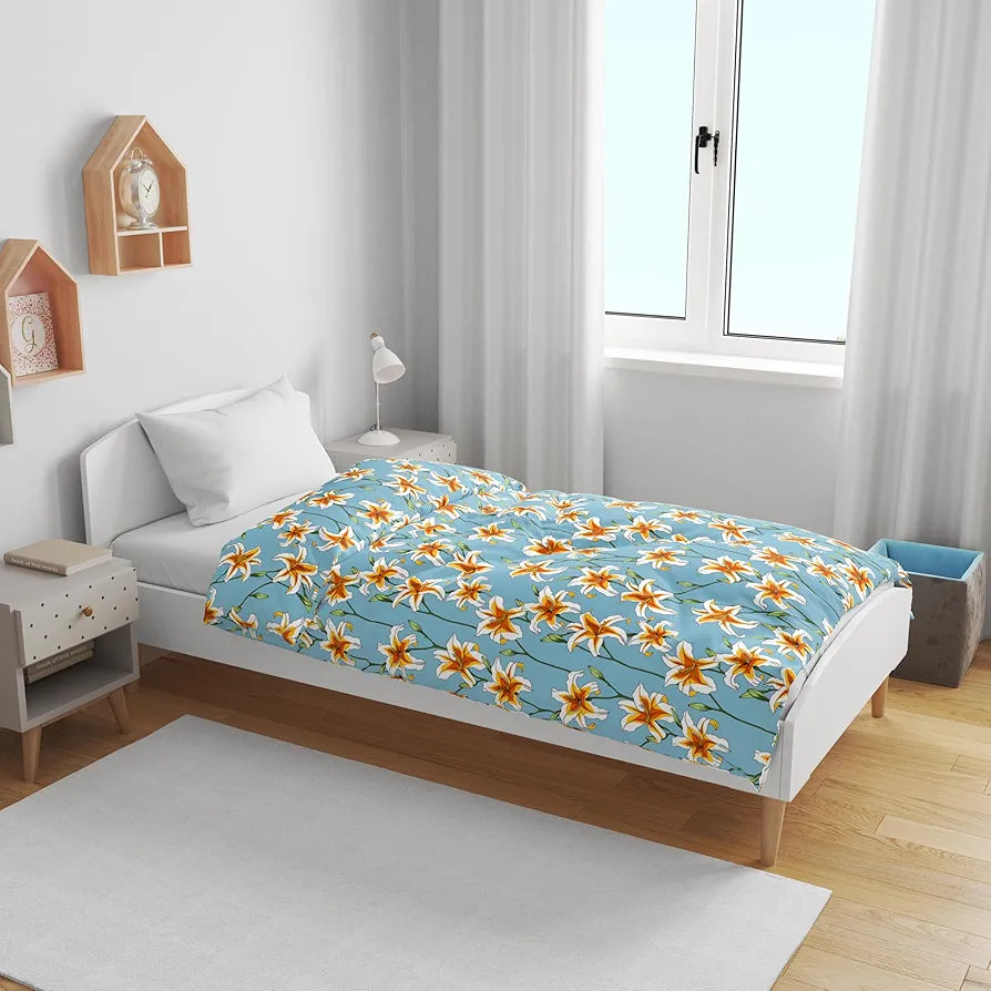 Divine Casa Floret 100% Cotton Single Kids Dohar 120 GSM Soft & Lightweight Throw Blanket Colour Wildflower Charm