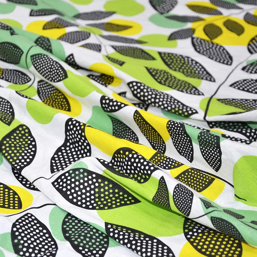 Divine Casa 144 TC Cotton Bedsheet for Single Bed with 1 Pillow Cover Colour Green & Yellow