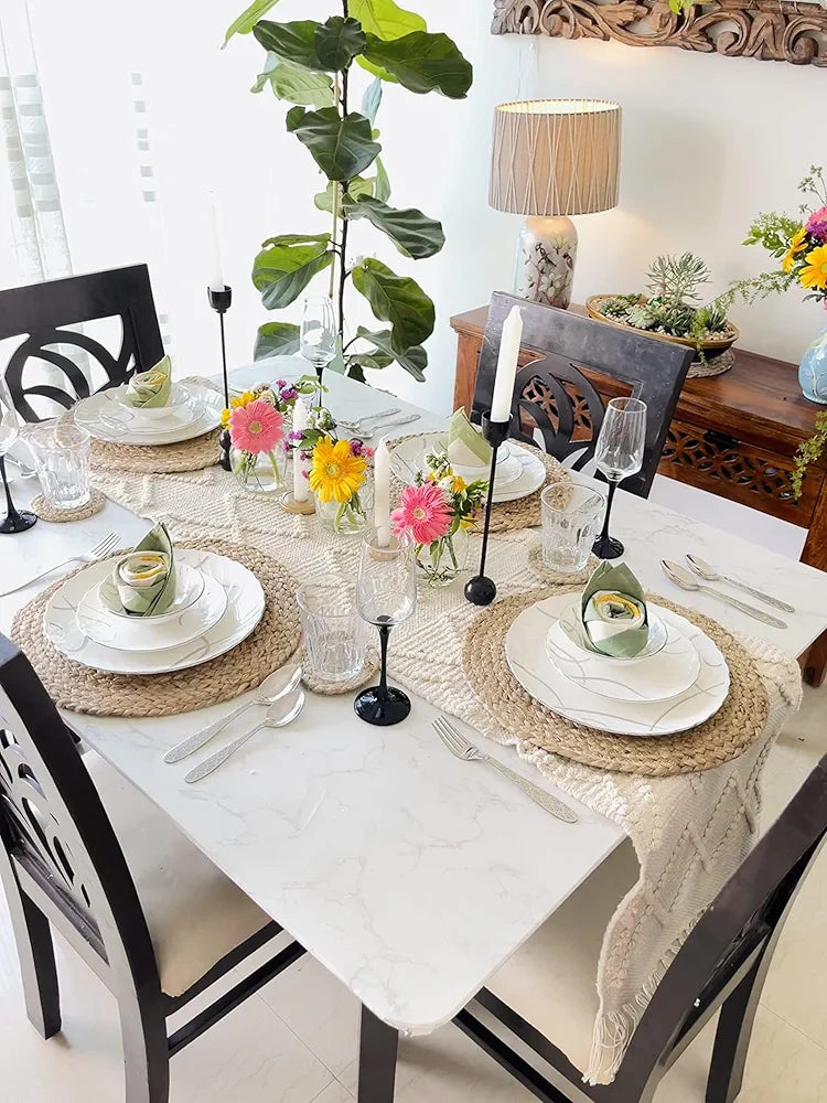 Sashaa World Handwoven Cotton Table Runner Colour Natural