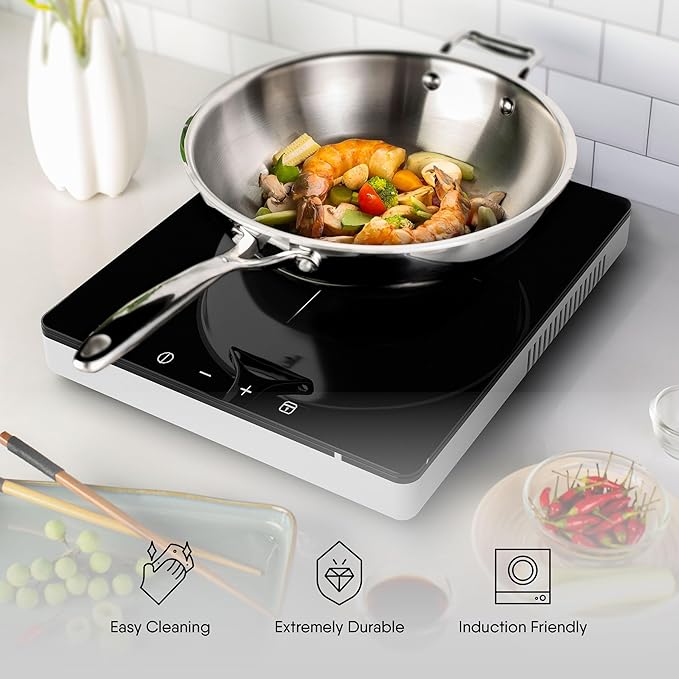 Stahl Artisan Triply Stainless Steel Wok With Lid | Stir Fry Wok | Induction & Gas Stove Compatible | 3.3 L | 26 Cm