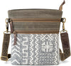 Cotton Dari And Leather Material Messenger Sling Bag For Women | Green Color