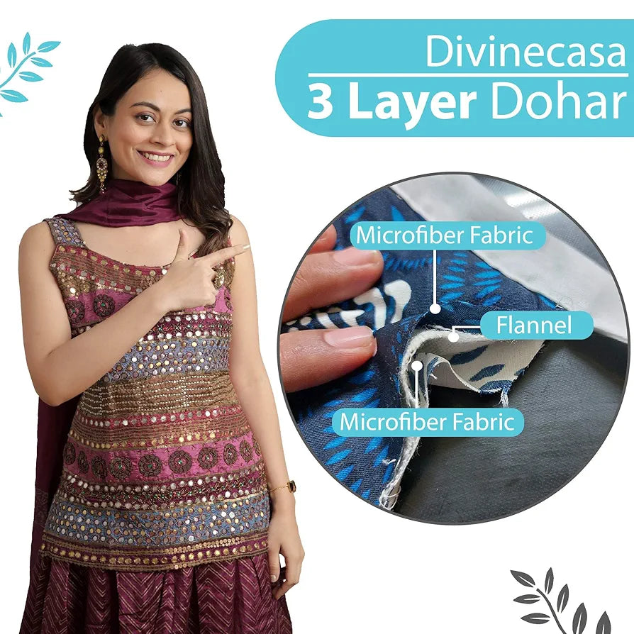 Divine Casa 120 GSM Microfiber Single Kids Dohar Soft & Lightweight Throw Blanket Typography Pattern Colour Blue Topaz