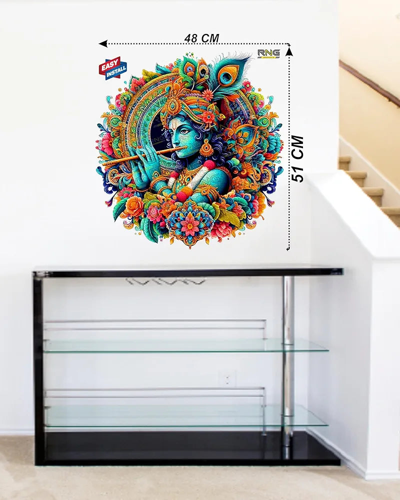 Rng Graphics Pvc Vinyl Vibrant Little Krishna Wall Art krishna Wall Sticker Multicolor 51 Cm X 48 cm DW-147L