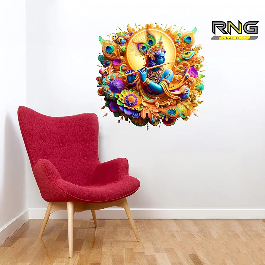 Rng Graphics Pvc Vinyl Little Krishna Wall Self Adhesive Sticker krishna Wall Sticker Multicolor 45 Cm X 45cm DW-122L