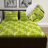Divine Casa 144 TC Floral Green 100% Cotton Elastic Fitted Bedsheet for Double Bed with 2 Pillow Covers Colour Green