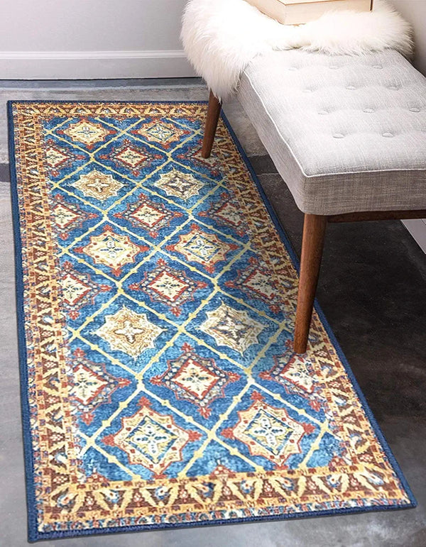 Status Contract Polyester Printed Vintage Anti Skid Backing Bedside Runner Floor Decor Carpet Rug  Multi