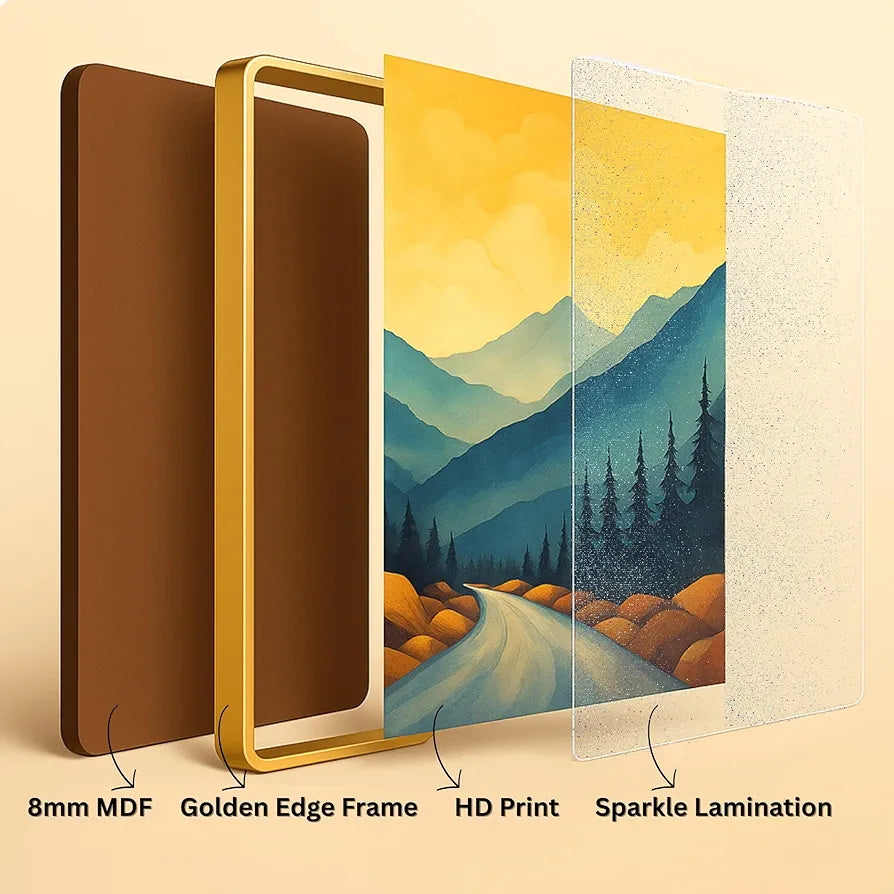 Livin'luxe Set of 3 Rainy Umbrella Modern Art Boho Painting Premium Framed Laminated Wall Paintings SP-2