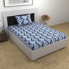 Divine Casa 144 TC 100% Cotton Single Bedsheet with 1 Pillow Cover Floral Pattern Colour Dazzling Blue