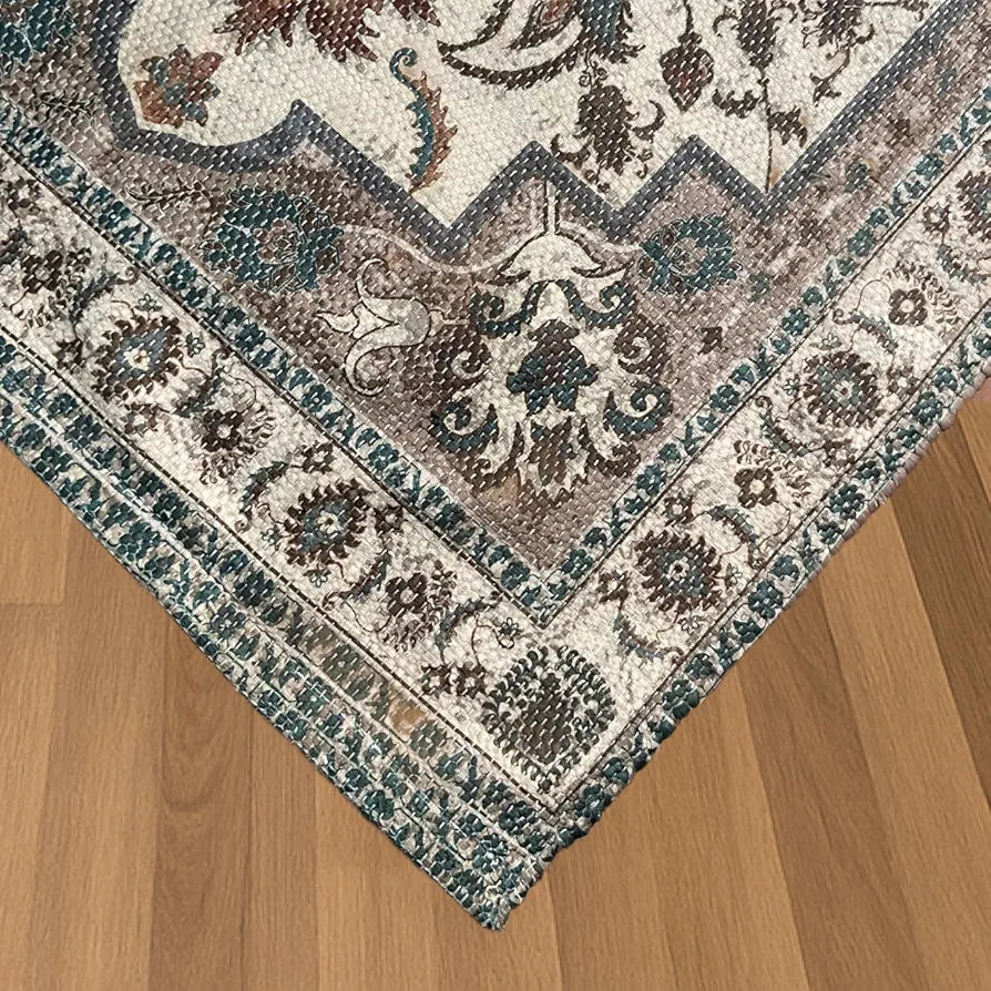 Sajavat Home Cotton Printed Rectangular Floor Rug Colour Sage green