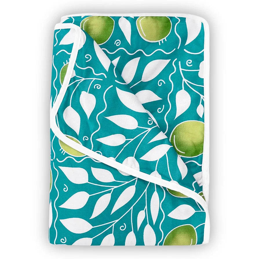 Divine Casa 100% Cotton Toddler Baby Blanket for for 0-4 Years Skin Friendly Swaddle Dohar for Girls and Boys Colour Turquoise and Green