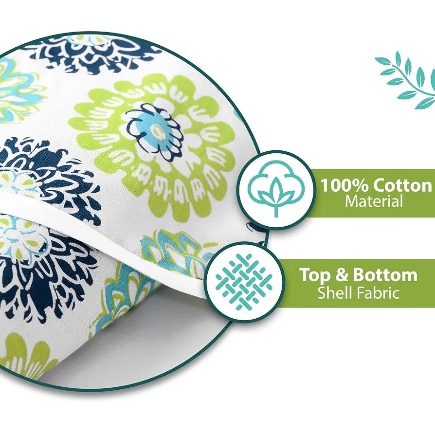 Divine Casa Floret 100% Cotton Single Dohar 120 GSM Soft & Lightweight Throw Blanket Colour Green Blue