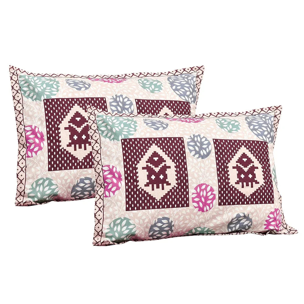 Kuber Industries Double Bedsheet with 2 Pillow Covers 186 TC Premium Cotton Arabic Beauty Gola Purple