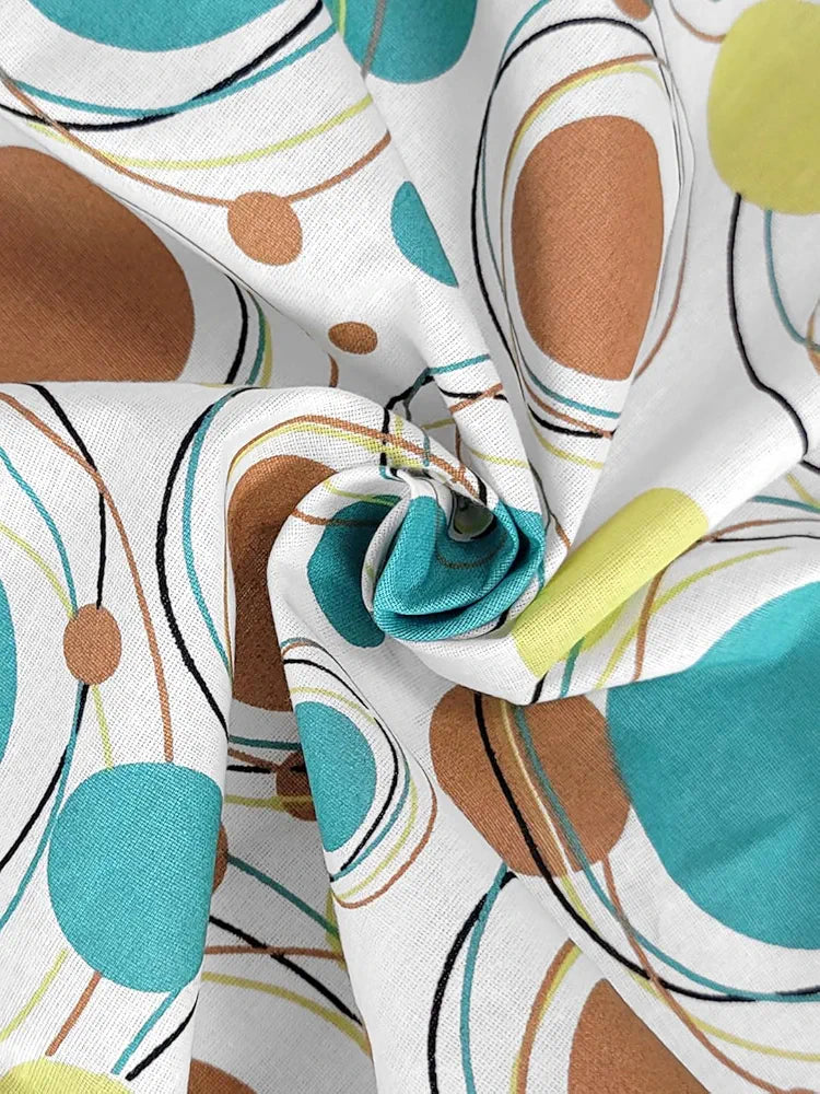 Divine Casa 144 TC Pure Cotton King Size Fitted Bedsheet Polka Dot Pattern Elastic Fitted Bedsheet White Skin Colour Biscuit Baltic Sea