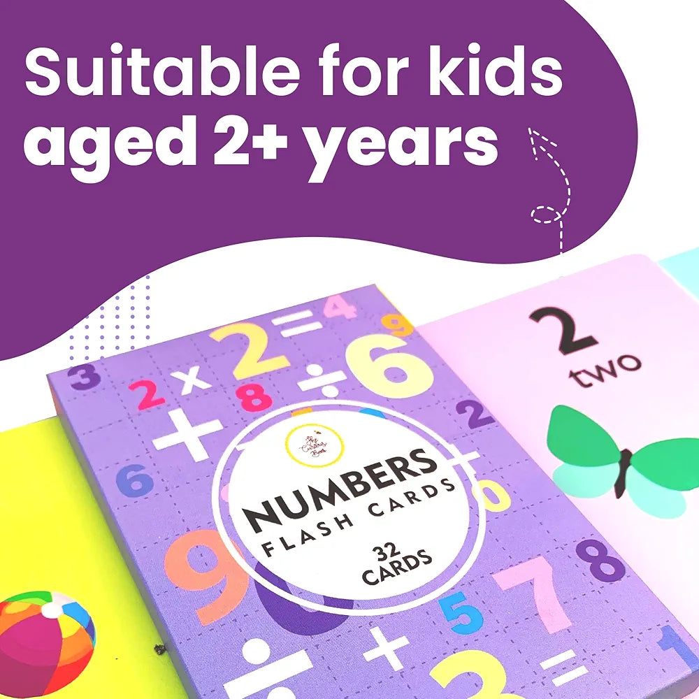 The Curious Bees - Numbers Flash Cards | 32 Laminated Cards for Kids | Age Group: 1-6 Years | Reusable - Wipe and Clean Tracing Cards | 5 Practice Sheets & 1 Worksheet