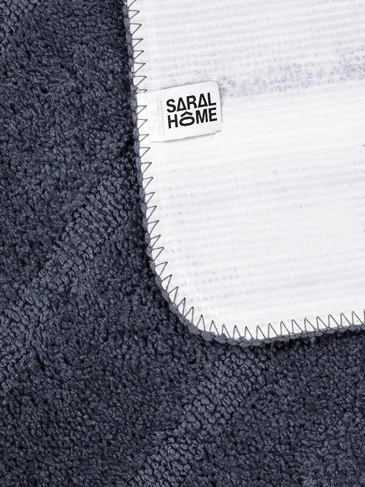 Saral Home Microfiber Soft Anti Slip Door Mat & Bath Mat Colour Grey (Pack Of 2)