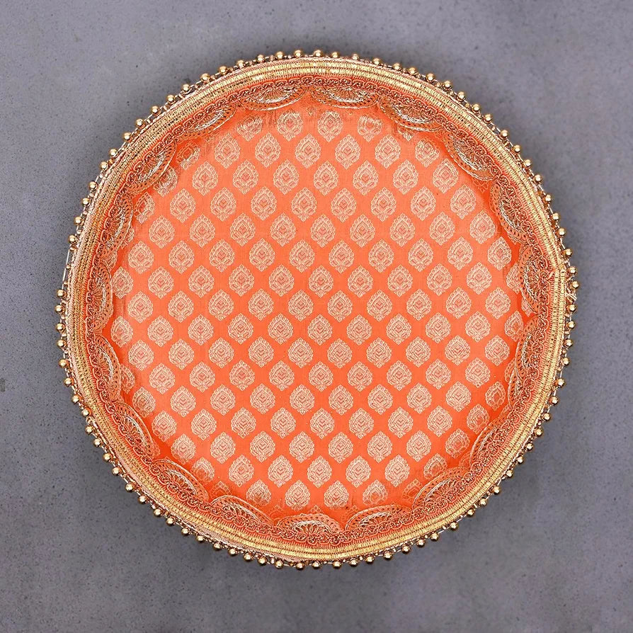 DecorTwist® Pooja Thali Set | Stainless Steel Handcrafted Decorative Pooja Thali for Diwali Puja, Home, Temple, Mandir, Wedding, Bhai Dooj Decorative Puja Plate 10.2 Inch Pack of 1 