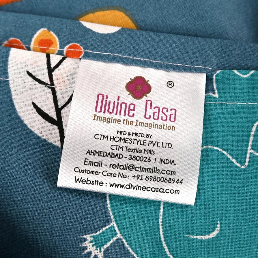 Divine Casa 144 TC 100% Cotton Single Bedsheet with 1 Pillow Cover Abstract Pattern Colour Iris Deep