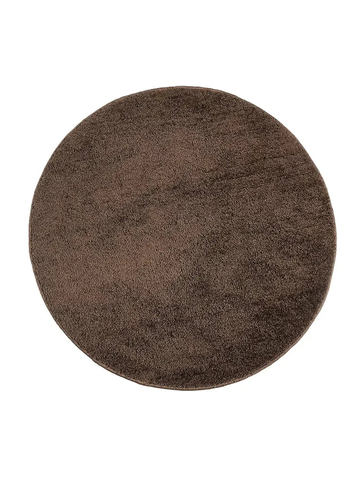 Saral Home Neo Shaggy Yarn Anti-Skid Round Mats Colour Brown