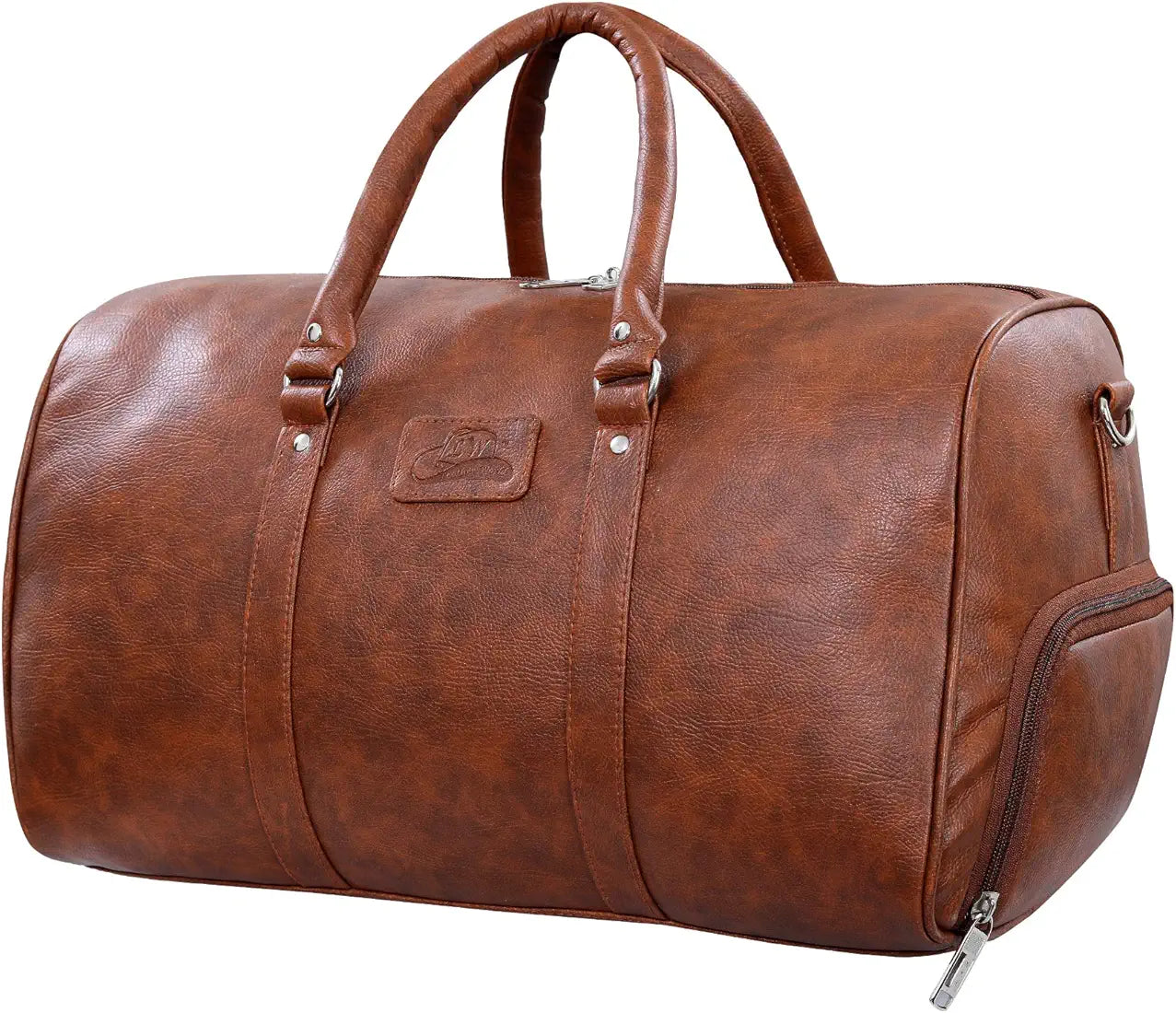 Leather World Duffle Bag for Travel with Shoe Pocket for Men and Women Made of Textured Leatherette with Attachable Shoulder Strap Cabin Bag 