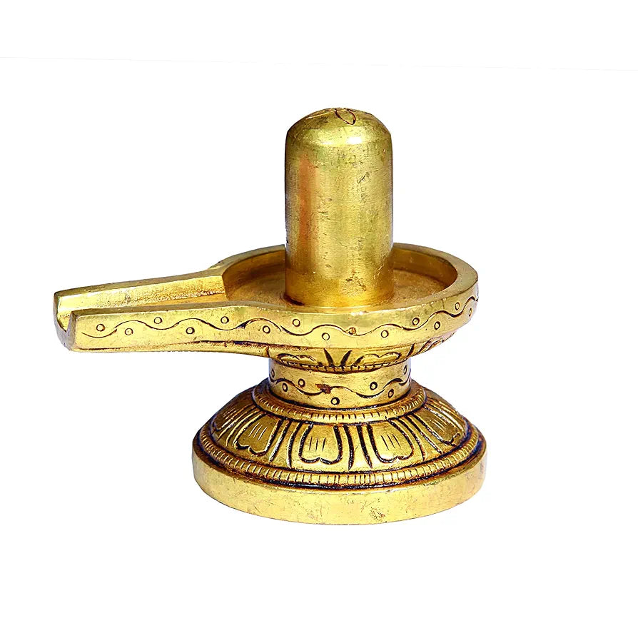 Anciently Brass Shivling Small | Shiva Lingam for Puja | Sivalingam for Pooja 6.5CM Height Gold Colour 1 Piece