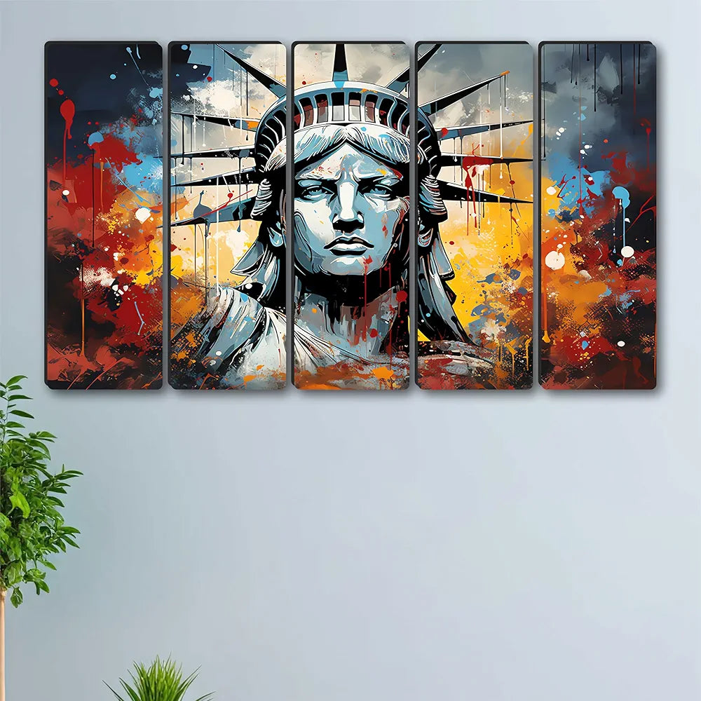 Livin'luxe Multiple Frames Horizontal liberty statue Wall Painting  XL35312