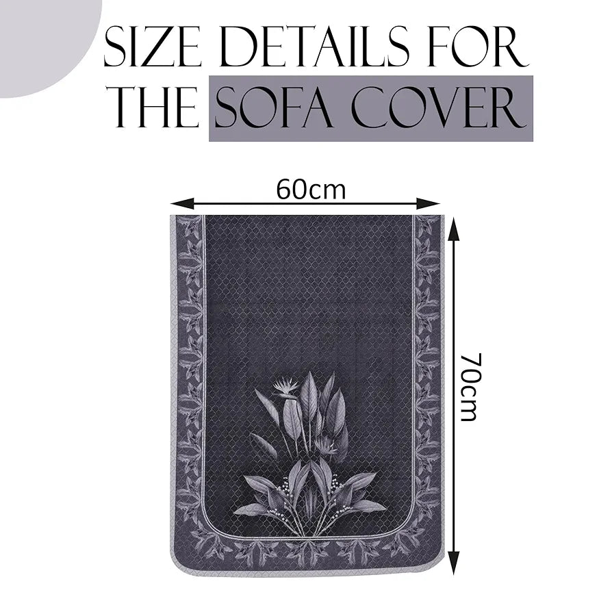Kuber Industries Set of 6 Net Durable 2+1 Seater Sofa Covers Leaf Dark Grey & Lilac