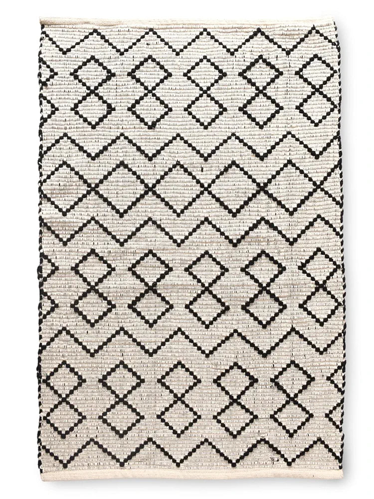 Sashaa World Woven Natural & 100% Cotton Rug Colour Natural & Black Rug