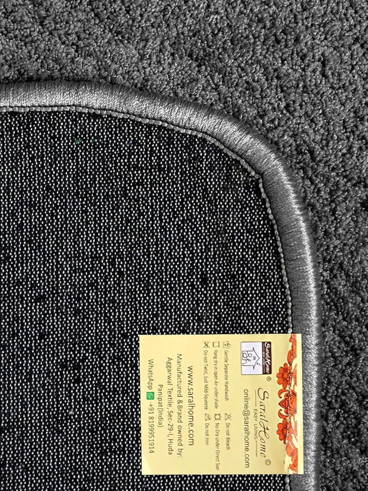 Saral Home Neo Shaggy Yarn Anti-Skid Bath Mats Colour Dark Grey