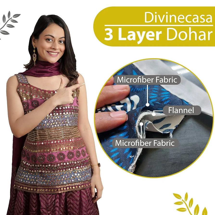 Divine Casa 120 GSM Microfiber Double Dohar Soft & Lightweight Throw Blanket Petal Lattice Pattern Colour Mustard Yellow