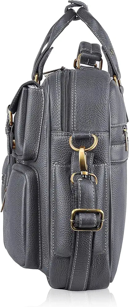 WildHorn Leather Laptop Bag for Men/Office Bag for Men | Fits Upto 15.6 Inch Laptop/MacBook | Laptop Messenger Bag/Leather Bag for Men I Dimension : L-16 inch W-4 inch H-13 inch