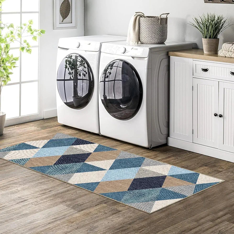 Ishro Home Velvet Premium Modern Runner Rug For Bedroom, Kitchen Colour Crystals