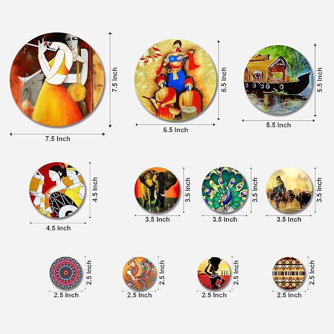 Artvibes Designer MDF Wooden Wall Hanging Decoration Item for Home | Pack of 11 Pieces