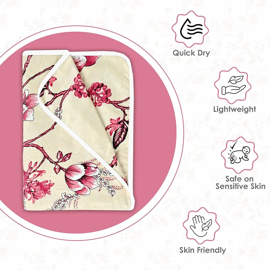 Divine Casa Floret 100% Cotton Single Kids Dohar 120 GSM Soft & Lightweight Throw Blanket Colour Summer Fern