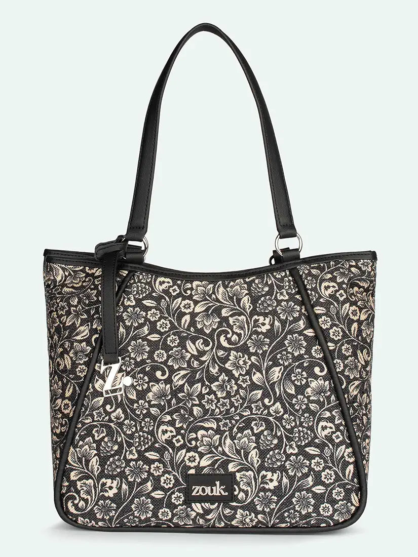 Zouk Naisha Tote Jute & Leather Handbag for Women