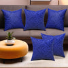 Kuber Industries Set of 5 Washable & Removable Velvet Sofa Pillow Covers with Zip Floral Design Royal Blue