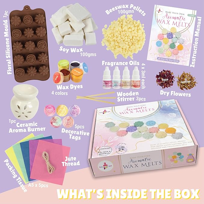 Kalakaram Aromatic Wax Melts Making Kit | Make 15 Wax Melts With This Kit | Diy Wax Melt Kit