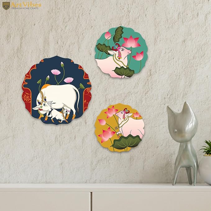 Artvibes Pichwai Designer Art Wooden Wall Hanging Decor