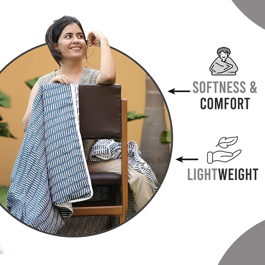 Divine Casa Microfiber 150 GSM Reversible Double Bed Comforter Ultra Soft & Lightweight Blanket Colour Blue Mirage