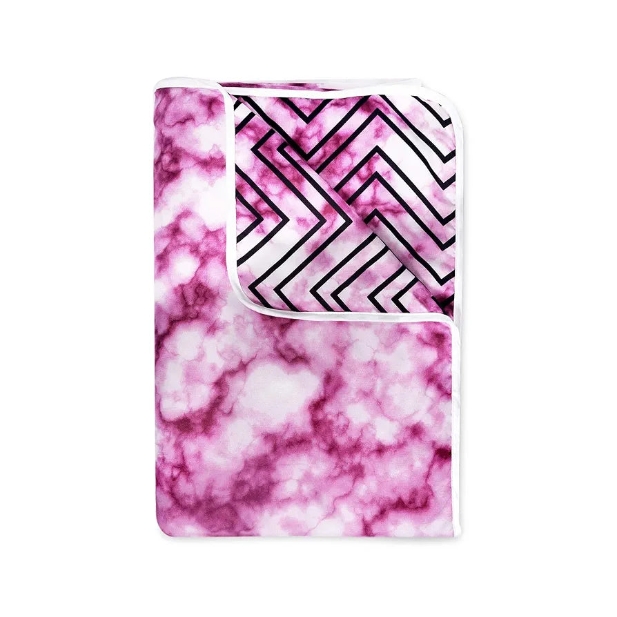 Divine Casa 120 GSM Microfiber Single Dohar Soft & Lightweight Throw Blanket Marble Pattern Colour Pink Marble