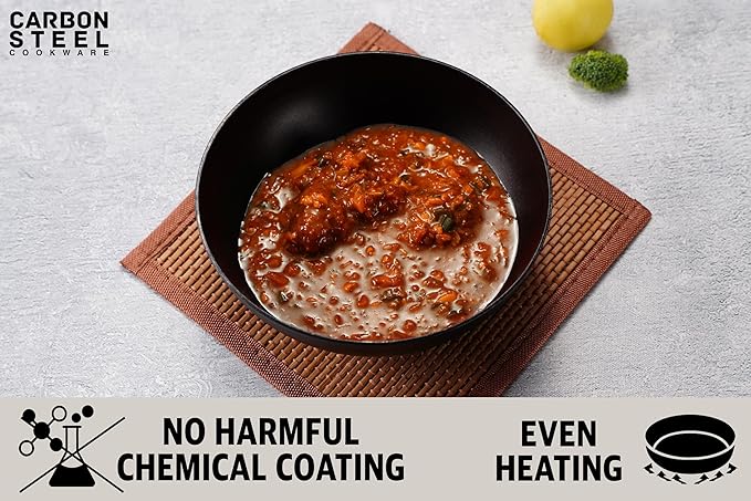 Sumeet Super Smooth Pre Seasoned Carbon Steel (Iron) Deep Tasra 17.3cm 950 ml