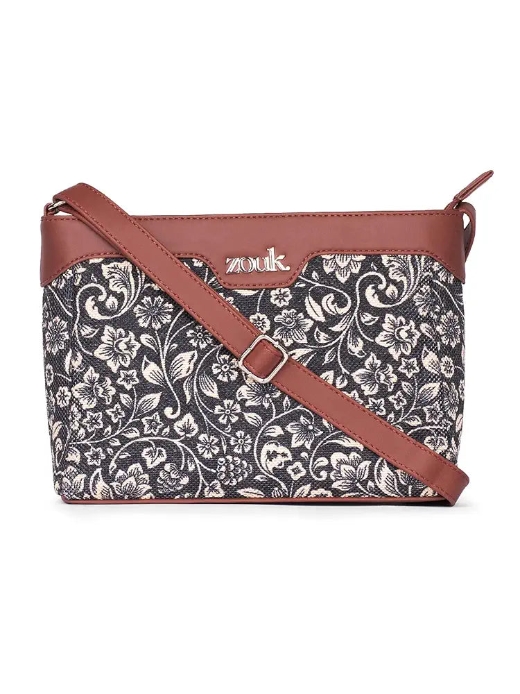 Zouk Harmony Sling Bag Crossbody Bags for Women Vegan Leather & Jute