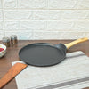 Femora Foged Die Cast Aluminium Non Stick 28 Cm Roti Tawa With Wood Finish Handle | Granite Finish | Induction & Gas Ready