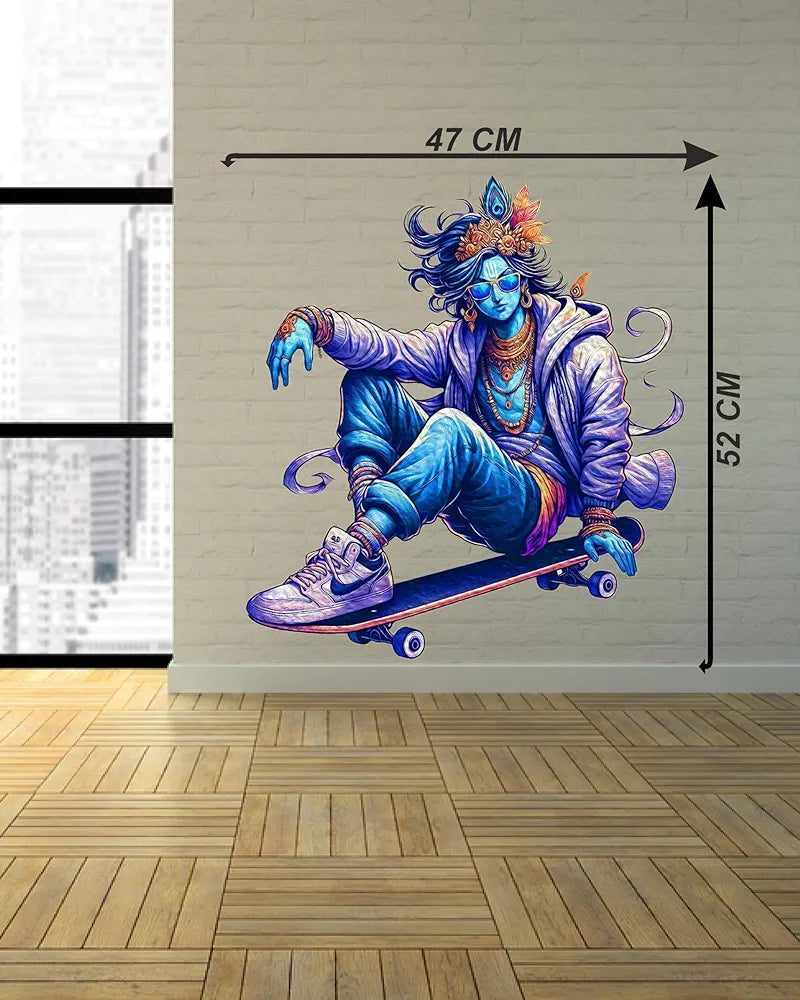 Rng Graphics Pvc Vinyl Self Adhesive Little Krishna Wall Sticker Multicolor 52 Cm X 47cm DW-129L
