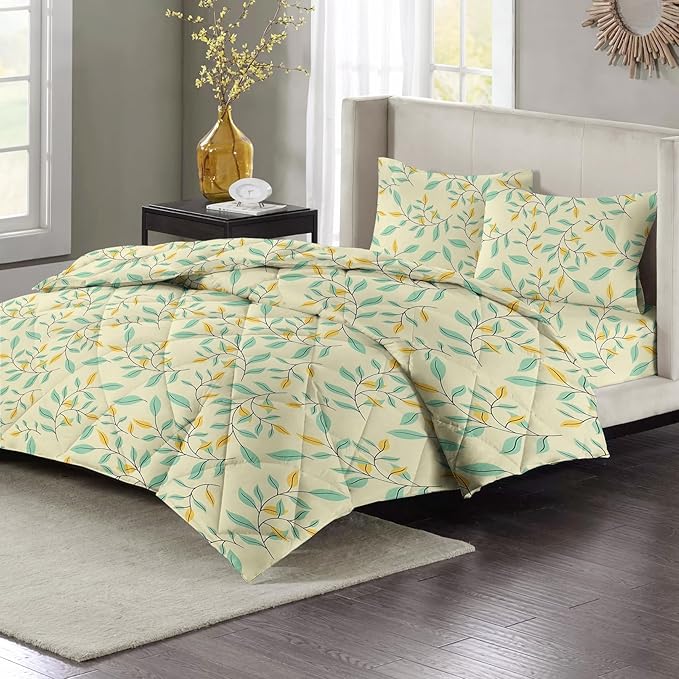 BSB Home Beautiful Print Cotton Reversible AC Blankets Comforter for Single Size Bed