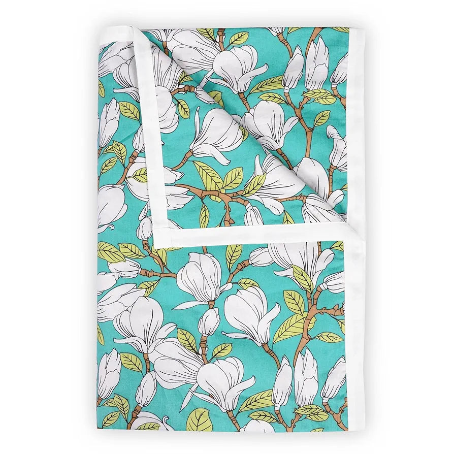 Divine Casa Floret 100% Cotton Single Dohar 120 GSM Soft & Lightweight Throw BlanketColour Meadow Green