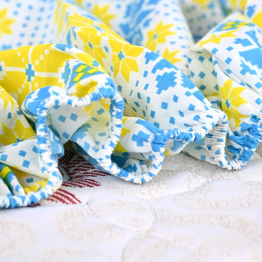 Divine Casa Double Fitted Elastic Bedsheet Poly Cotton Elasticated Corners for Secure Fit on Double Beds Colour Iced Aqua