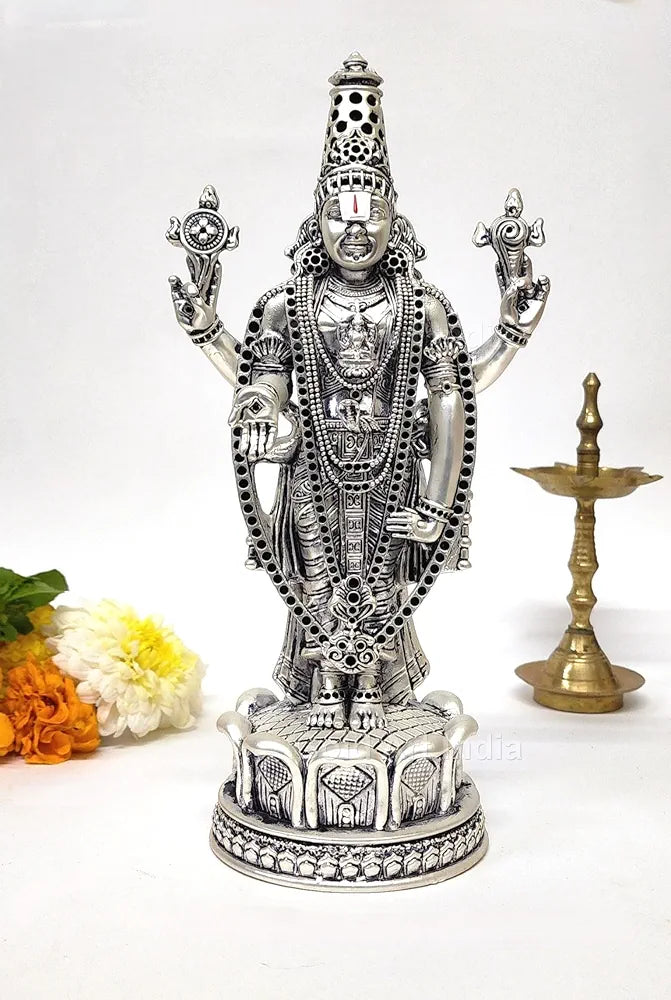 Gold Art India Lord Tirupati Balaji Silver Matte Idol
